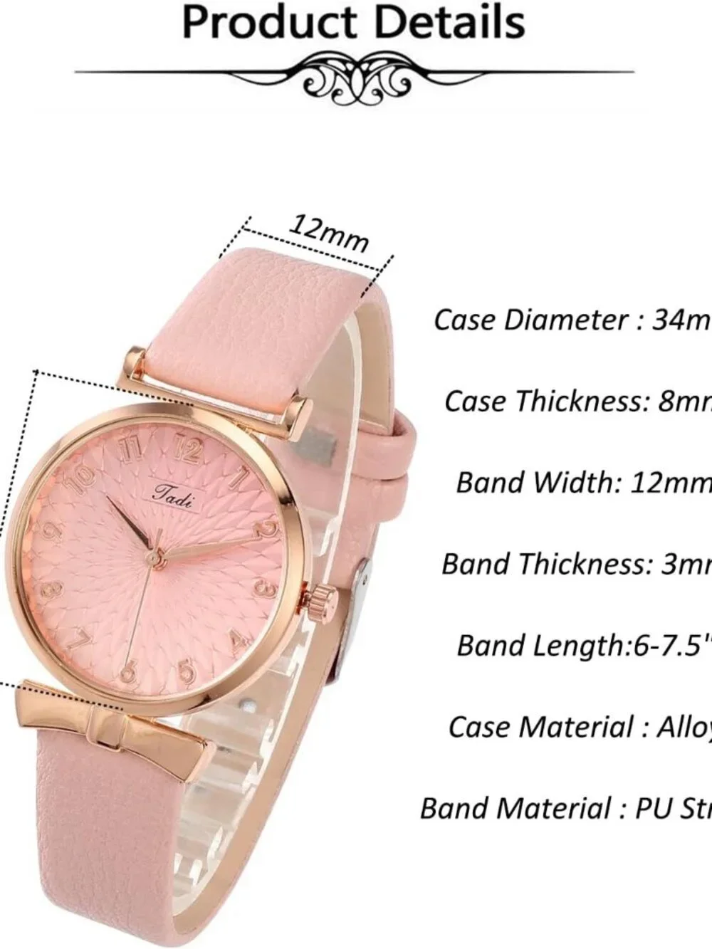 Womens Ladies Classic Simple Leather Analog Quartz Wrist Watch Rose Gold Case Ar